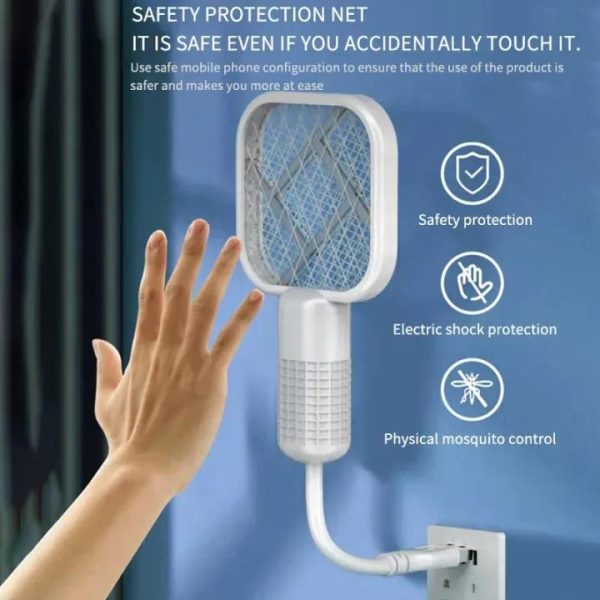 Portable USB Bug Zapper Racket with UV Light